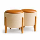Puff Banqueta - Detalhes em Couro