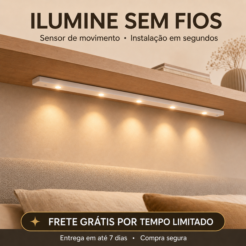 Luminária LED com Sensor de Movimento — Ilumine sem Fios e sem Quebrar a Parede