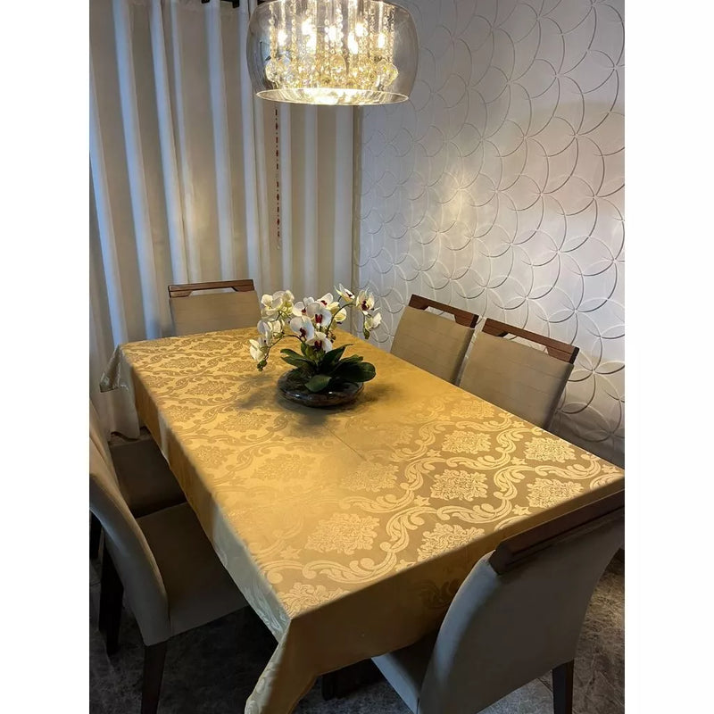 Toalha de Mesa Luxo 6 Lugares 2,10x1,40m – Transforme sua Mesa com Sofisticação
