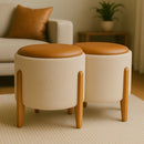Puff Banqueta - Detalhes em Couro