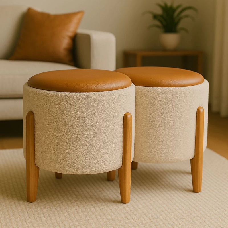 Puff Banqueta - Detalhes em Couro