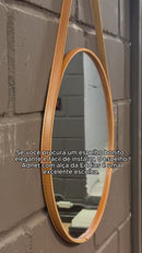 Espelho com Alça Redondo  50 cm -  Detalhes Rústicos