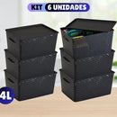 Cestos Práticos – Kit 6 Rattan com Tampa