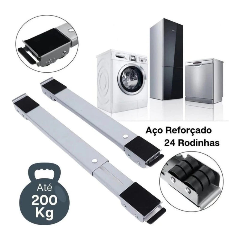 Base Reforçada Ajustável com Rodízios para Eletrodomésticos – Geladeira, Máquina de Lavar e Fogão