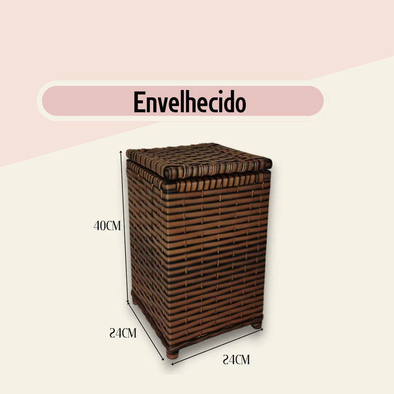 Cesto Organizador Multiuso em Fibra Sintética – Design Sofisticado para Banheiro e Quarto